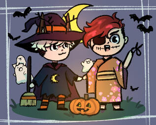 sketchy coloured pair